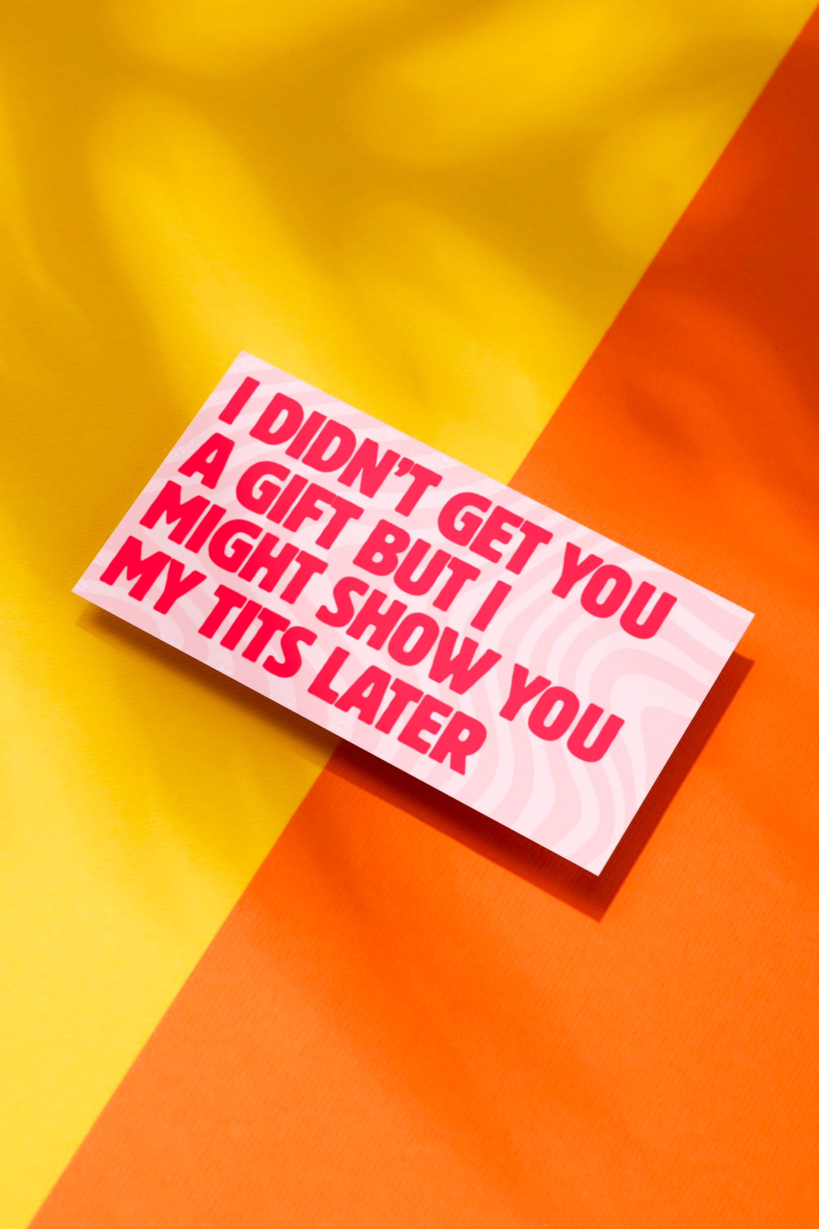 I DIDN'T GET YOU A GIFT BUT I MIGHT SHOW YOU MY TITS LATER